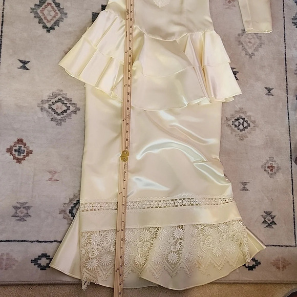 Vintage Jessica McClintock Cream Satin/Silk Wedding Formal Dress Size Small - Picture 15 of 17